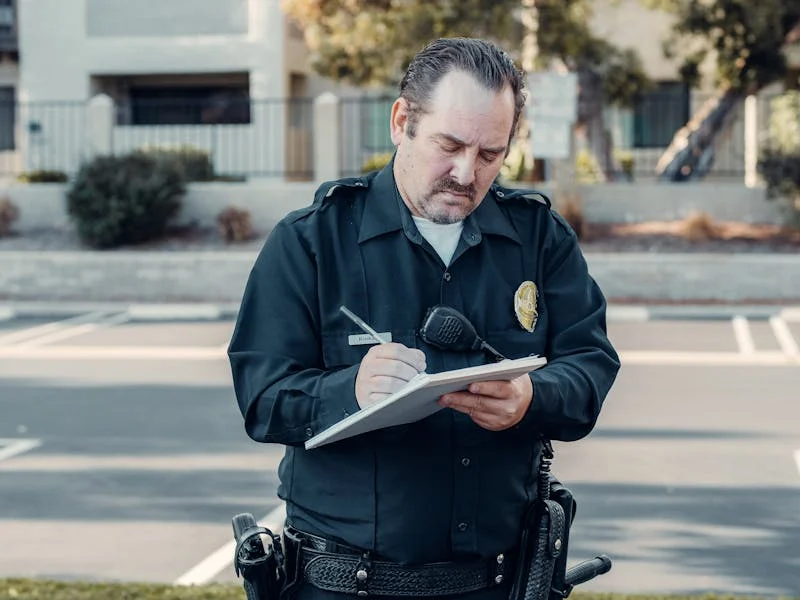 man giving speeding ticket